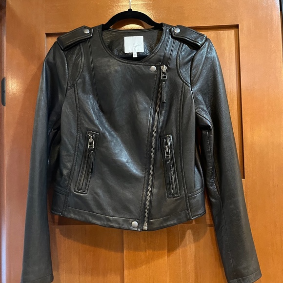 Joie Black and White Leather Jacket - Picture 1 of 2